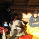 Gillian and Kim stayed in the sleeping bag to stay warm.