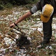 We hiked pass an old logging camp. Jason checking out the rusty tool.