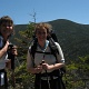 Jen and Kim with South Twin and Galehead hut in the background.