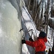 The beginners gather at a small ice bulge to lean the basic foot works.