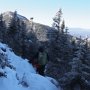 Heading back to the col with the view of West Peak ahead of us.