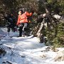 Microspikes weren't biting into the thick fat ice on this steep section.