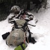 My bagpack against the summit cairn