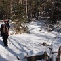 Pa and Shizzy crossing the icy surface of the brook.
