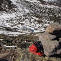 There were barely any icy and snow on the summit cone, we all stashed our traction devices opt for barebooting.