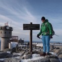 Kim at the summit of Mt Washington.