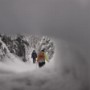 View from a hole through the snow patch.