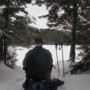 Pa took a break at Black Pond, watching the snow swriling on the frozen pond.