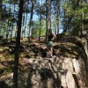 Dani climbed up the rock.